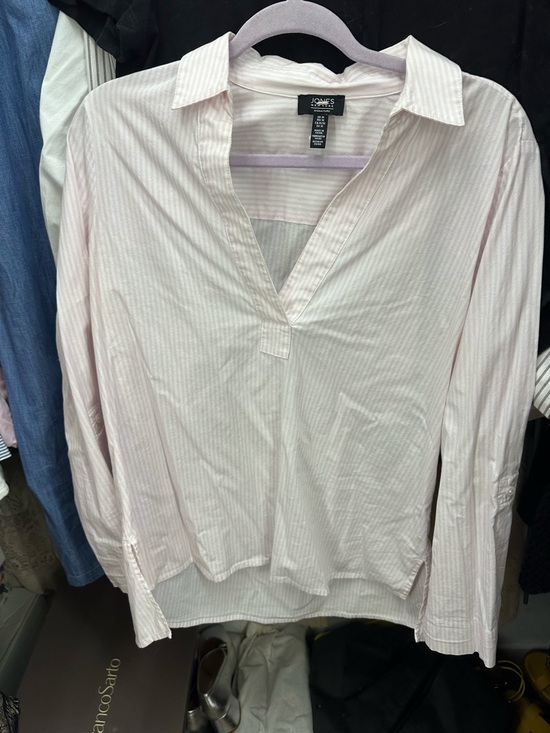 Jones New York Tops - Jones New York Pale Pink Striped Popover Blouse